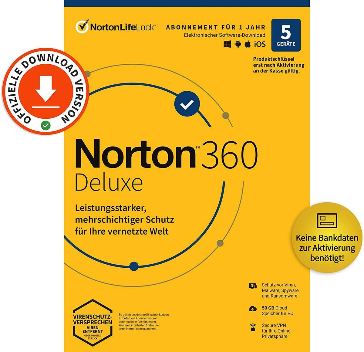 Norton 360 Deluxe - 50 GB chmura - 5 Devices, 1 Year ABO - ESD-DownloadESD 21394267