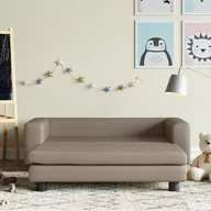 Meble do sypialni - vidaXL Sofa dziecięca z podnóżkiem, cappuccino, 100x50x30 cm, ekoskóra - miniaturka - grafika 1