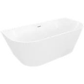 Wanny - Mexen Oris wanna wolnostojąca przyścienna ryflowana 170 x 80 cm, biała, przelew nikiel szczotkowany - 52871708000-97 - miniaturka - grafika 1