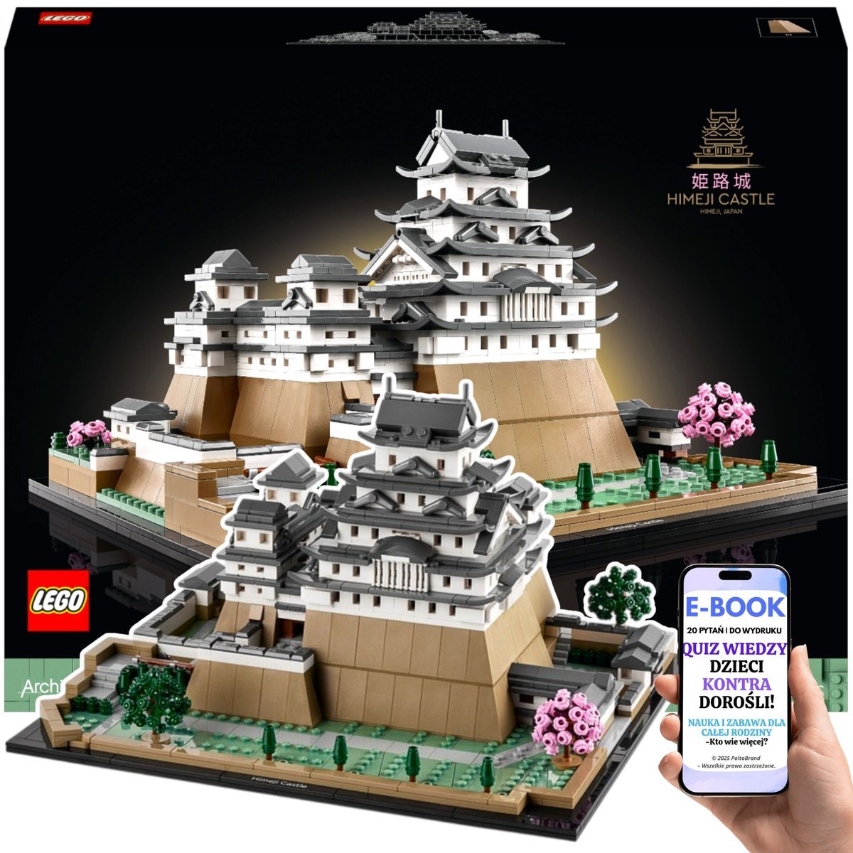 HIT DLA DOROSŁYCH! LEGO ARCHITECTURE Zamek Himeji Majestatyczny japoński zamek z ruchomym wnętrzem i ogrodami Lego Dla Dzieci i Dorosłych Na Urodz..