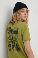 Koszulki sportowe damskie - Vans t-shirt bawełniany damski kolor zielony - miniaturka - grafika 1