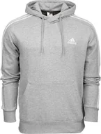 Bluzy męskie - Adidas Bluza męska adidas Essentials French Terry 3-Stripes Hoodie szara IC0437 S - miniaturka - grafika 1