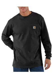Koszulki sportowe męskie - Koszulka męska z długim rękawem Carhartt Pocket T-Shirt L/S BLK czarny - grafika 1