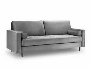 Sofa trzyosobowa pikowana Santo aksamit szara na czarnych nogach - Sofy i kanapy - miniaturka - grafika 1