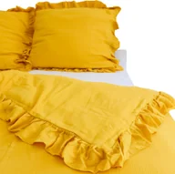 Kołdry i poduszki dla dzieci - Pościel Muślinowa Z Falbanką Komplet Musztardowa Dziecięca 140X200 Cm + Poduszka 70X80 Cm - miniaturka - grafika 1