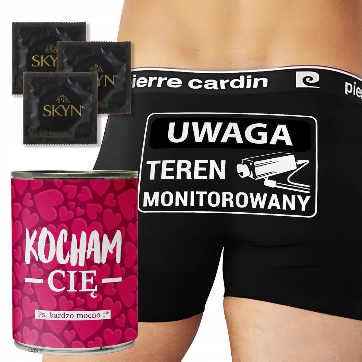 BOKSERKI + PREZERWATYWY PUSZKA Prezent Na Walentynki TEREN MONITOROWANY M