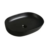 Umywalki - Massi Umywalka ceramiczna nablatowa owalna czarna 60 x 41 cm VIRVE black Slim cienki rant - miniaturka - grafika 1