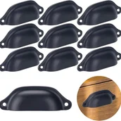 Zawiasy, okucia i inne akcesoria - Zestaw 20 zabytkowych czarnych uchwytów do szuflad z żelaza i muszli do szafek, szuflad, szafek na - miniaturka - grafika 1