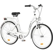 Rowery - Rower miejski INDIANA Moena A3B 26 cali damski Biały + Koszyk na rower VÖGEL VKS-105 Stalowy - miniaturka - grafika 1