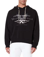 Bluzy męskie - Just Cavalli Bluza męska, 900 czarna, XS - miniaturka - grafika 1