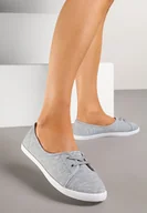 Trampki damskie - Szare Tenisówki przed Kostkę z Ozdobnym Wiązaniem Telisiria - miniaturka - grafika 1