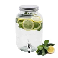 Pozostałe akcesoria kuchenne - Tadar SŁOIK Z KRANIKIEM I METALOWĄ POKRYWKĄ + STOJAK 3,8 L SZKŁO 5907558773149 - miniaturka - grafika 1