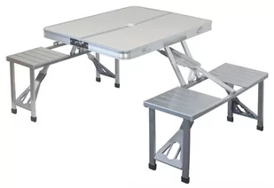 Składany stół kempingowy z krzesłami biały/chrom - Meble ogrodowe - miniaturka - grafika 1
