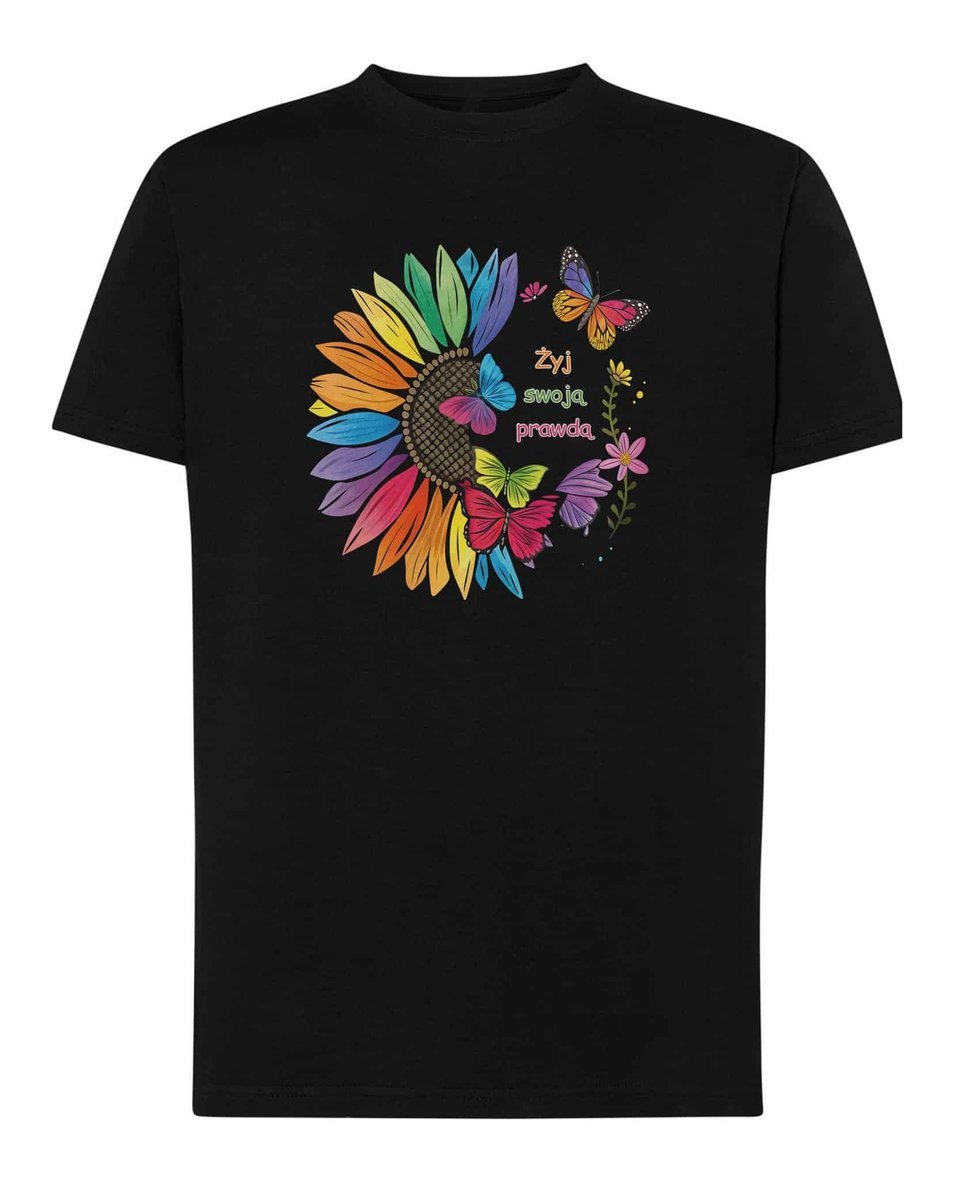 Koszulka Twoja Prawda Kwiat Motyl Czarna M