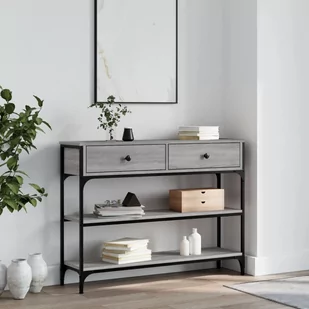 Stolik konsolowy, szary dąb sonoma, 100x25x75 cm Lumarko! - Konsole i sekretarzyki - miniaturka - grafika 1