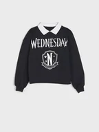 Swetry dla dziewczynek - Sinsay - Bluza Wednesday - czarny - miniaturka - grafika 1