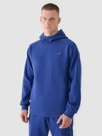 Bluzy męskie - 4F Bluza dresowa nierozpinana z kapturem męska - granatowa XXL - miniaturka - grafika 1