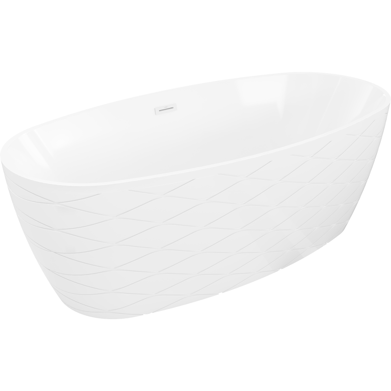 Mexen Olea wanna wolnostojąca wzór 170 x 80 cm, biała, przelew biały - 52821708000-20