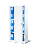 Szafki BHP - Szafa metalowa z drzwiami przesuwnymi KUBA: biała 90x185 cm (773), na dokumenty, pojemna - miniaturka - grafika 1
