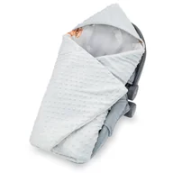 Rożki i beciki - Kocyk do owijania do nosidełka lub wózka 90x90 cm - uniwersalny całoroczny kocyk niemowlęcy do fotelika bawełna minky miś - miniaturka - grafika 1