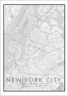 Plakaty - Plakat, Nowy Jork mapa czarno biała, 42x59,4 cm - miniaturka - grafika 1
