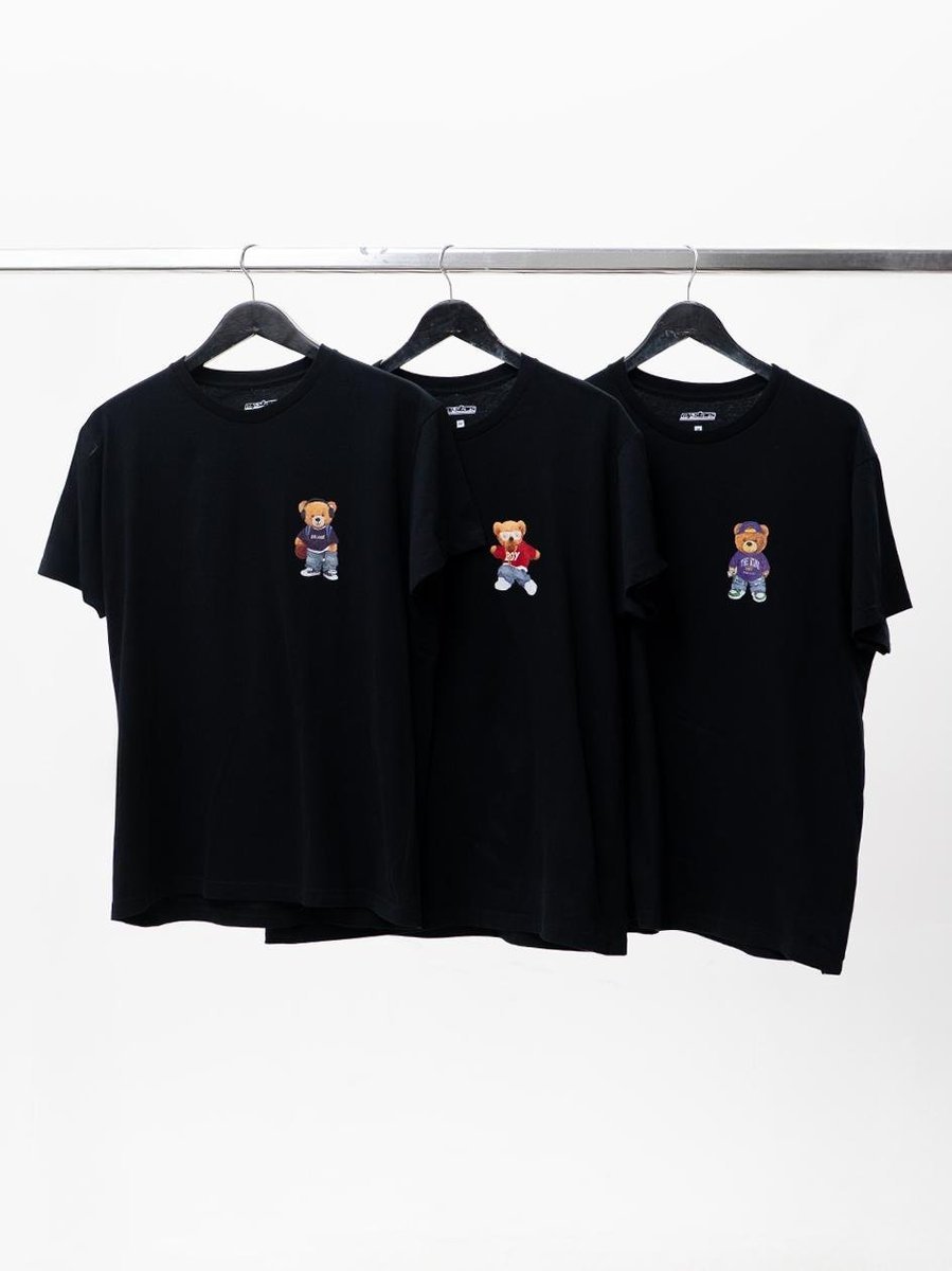 ZESTAW 3 SZTUKI T-SHIRTÓW Czarnych MyStars Chill Bear Misie Miśki Modne L