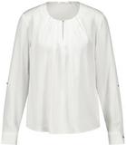 Bluzki damskie - GERRY WEBER Lejąca bluzka z zakładkami Biały 38/S - miniaturka - grafika 1