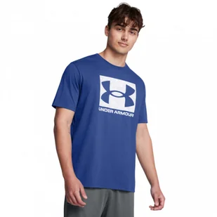 Męski t-shirt z nadrukiem Under Armour UA Abc Camo Boxed Logo Ss - niebieski - UNDER ARMOUR - Koszulki sportowe męskie - miniaturka - grafika 1
