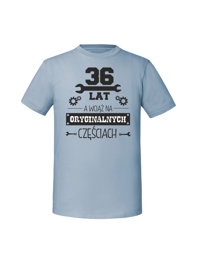 Męska koszulka z nadrukiem -36 lat oryginalne części Mineralny Błękit XL
