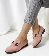 Botki damskie - Różowe półbuty skórzane Talisa -40 - miniaturka - grafika 1