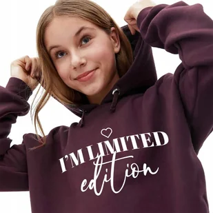 Bordowa Bluza Damska Z Kapturem LIMITED EDITION Stylowa Piękne Wzory - XL - Bluzy damskie - miniaturka - grafika 1