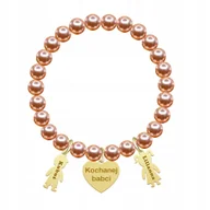 Bransoletki - Bransoletka Złota z Perłami Imię Dziecka 925 Grawer Dzień Matki ŻYCZENIA - miniaturka - grafika 1