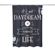 Zasłony - Bonamaison Zasłona prysznicowa z nadrukiem cyfrowym, poliester, niebieska, 140 x 200 cm - miniaturka - grafika 1