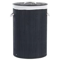 Kosze wiklinowe - Kosz bambusowy z pokrywą czarny SANNAR - miniaturka - grafika 1