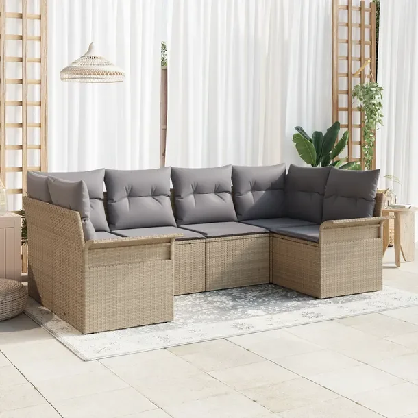 Zestaw Narożnej Sofy Ogrodowej Modułowej, Beżowo-Jasnoszary, 70 cm Głę