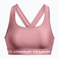 Bielizna sportowa damska - Biustonosz fitness Under Armour Crossback Mid pink elixir/white - miniaturka - grafika 1