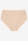 Majtki damskie - Beżowe Bawełniane Majtki Figi z Koronką Idiana - miniaturka - grafika 1