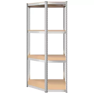 Regał narożny z 4 półkami, stal i materiał drewnopochodny - Szafy i regały magazynowe - miniaturka - grafika 6