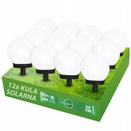 Lampy ogrodowe - 12x Lampa SOLARNA wbijana LED KULA biała 10 CM - miniaturka - grafika 1