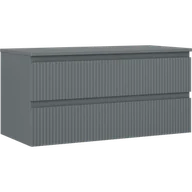 Szafki łazienkowe - Mexen Rivel szafka łazienkowa podumywalkowa 100 cm z blatem, 2 szuflady, ryflowana , grafit mat - 91A20-10047-2-BFFC66 - miniaturka - grafika 1