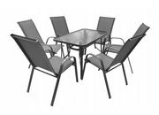 Meble ogrodowe - Zestaw mebli ogrodowych na taras stół 120x70 i krzesła dla 6 osób szary - miniaturka - grafika 1