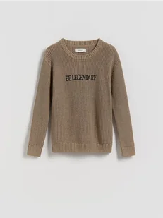 Reserved - Bawełniany sweter z nadrukiem - beżowy - Bluzy dla chłopców - miniaturka - grafika 1