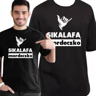 Koszulki męskie - ŚMIESZNA KOSZULKA NADRUK SIKALAFĄ MORDECZKO PREZENT PREMIUM M 3426 CZARNA - miniaturka - grafika 1