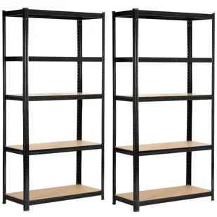 Regał metalowy do garażu piwnicy magazynowy zestaw 2 sz. 90x40x180 - Czarny - Szafy i regały magazynowe - miniaturka - grafika 1