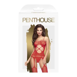 Bielizna erotyczna damska - Penthouse Penthouse Hot Nightfall - Bodystocking, Czerwony - grafika 1