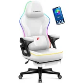 Fotele gamingowe - Fotel gamingowy obrotowy Huzaro Force 4.6 White RGB Smart, do biura Biały - miniaturka - grafika 1