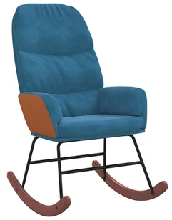 Niebieski tapicerowany fotel bujany - Ulli - Fotele Niebieski tapicerowany fotel bujany - Ulli - Fotele - miniaturka - grafika 1