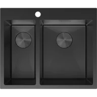 Zlewozmywaki - Mexen Flexo zlewozmywak stalowy 1,5-komorowy 610 x 510 mm, czarny - 6446611500-70 - miniaturka - grafika 1