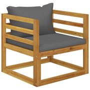 Fotele i krzesła ogrodowe - vidaXL Krzesło ogrodowe z ciemnoszarymi poduszkami, drewno akacjowe - miniaturka - grafika 1