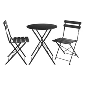 Fotele i krzesła ogrodowe - Okrągły stolik z krzesłami Rebecca Mobili Pequi 71x60x60 Stal Czarny Nowoczesny SET 3 stk - miniaturka - grafika 1